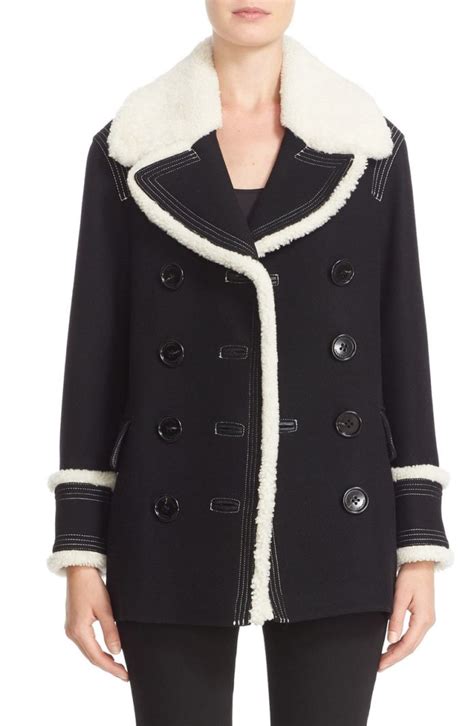 Jennifer Lawrence’s black shearling trim Burberry coat